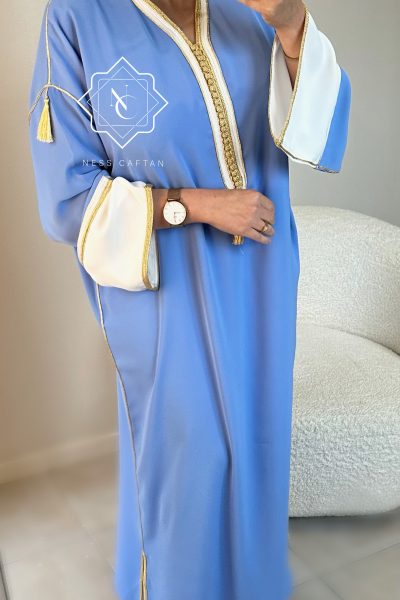 🧵🪡CAFTAN NOURYMEN bleu/blanc