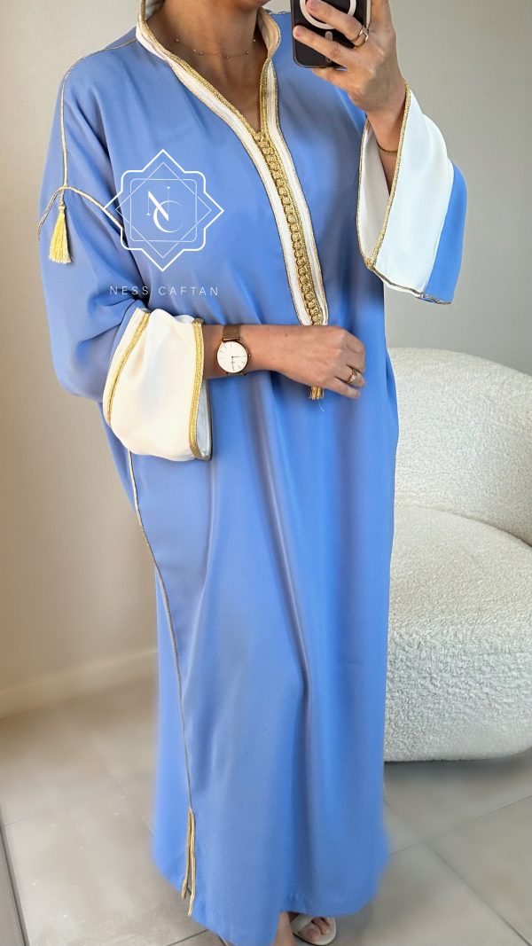 🧵🪡CAFTAN NOURYMEN bleu/blanc