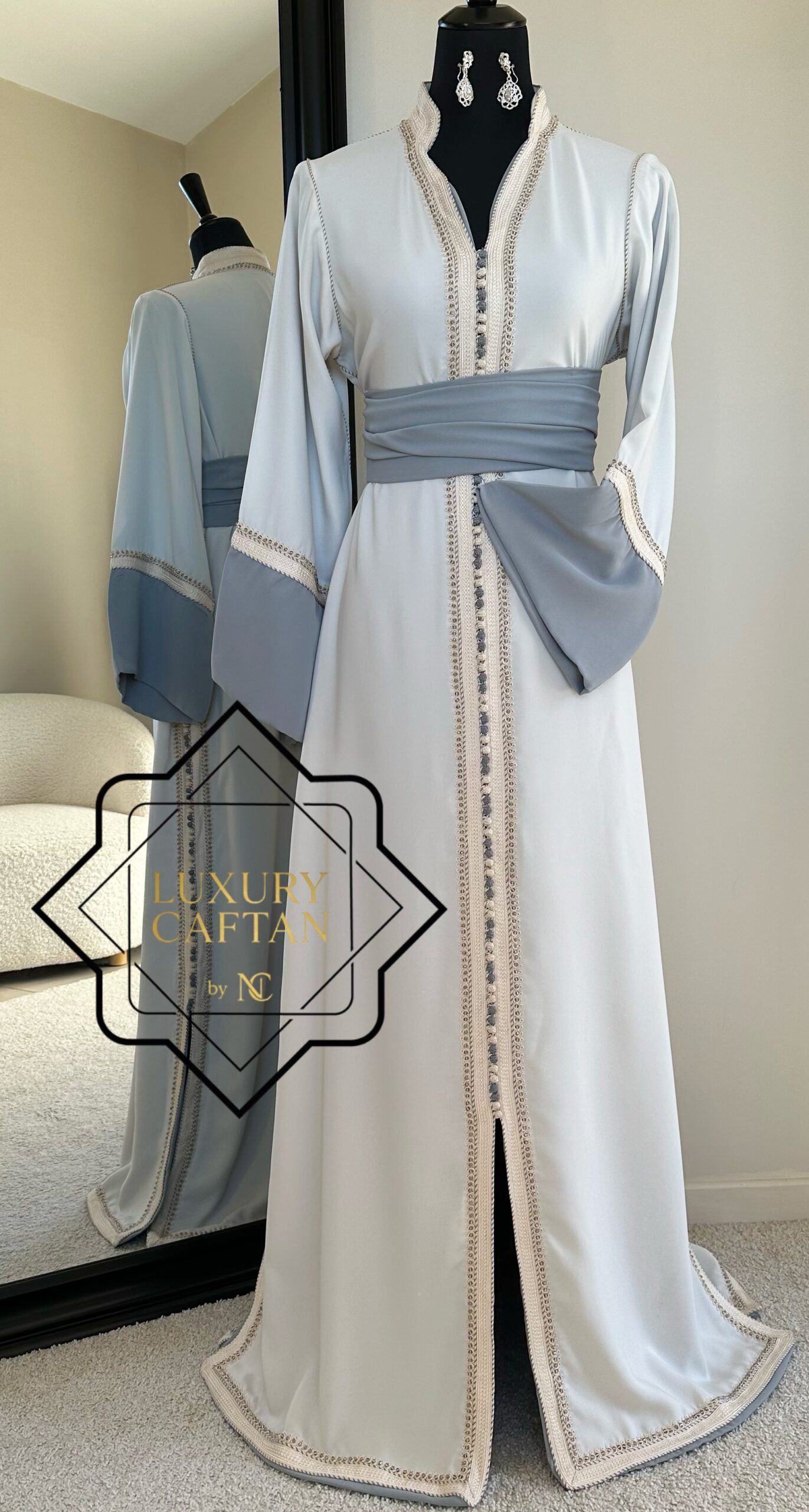 🧵🪡CAFTAN Blanc Cassé & Gris Clair