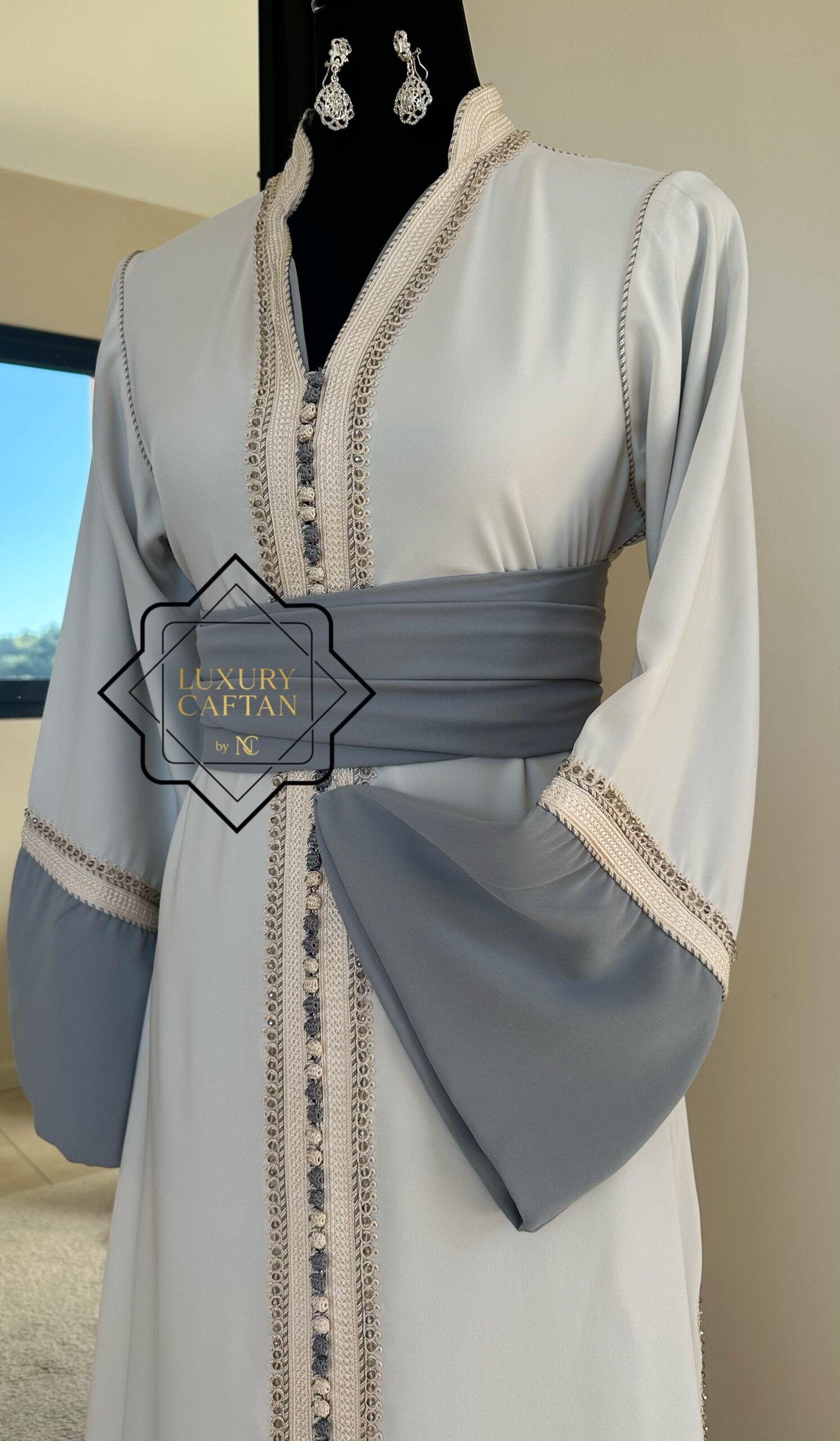 🧵🪡CAFTAN Blanc Cassé & Gris Clair – Image 2