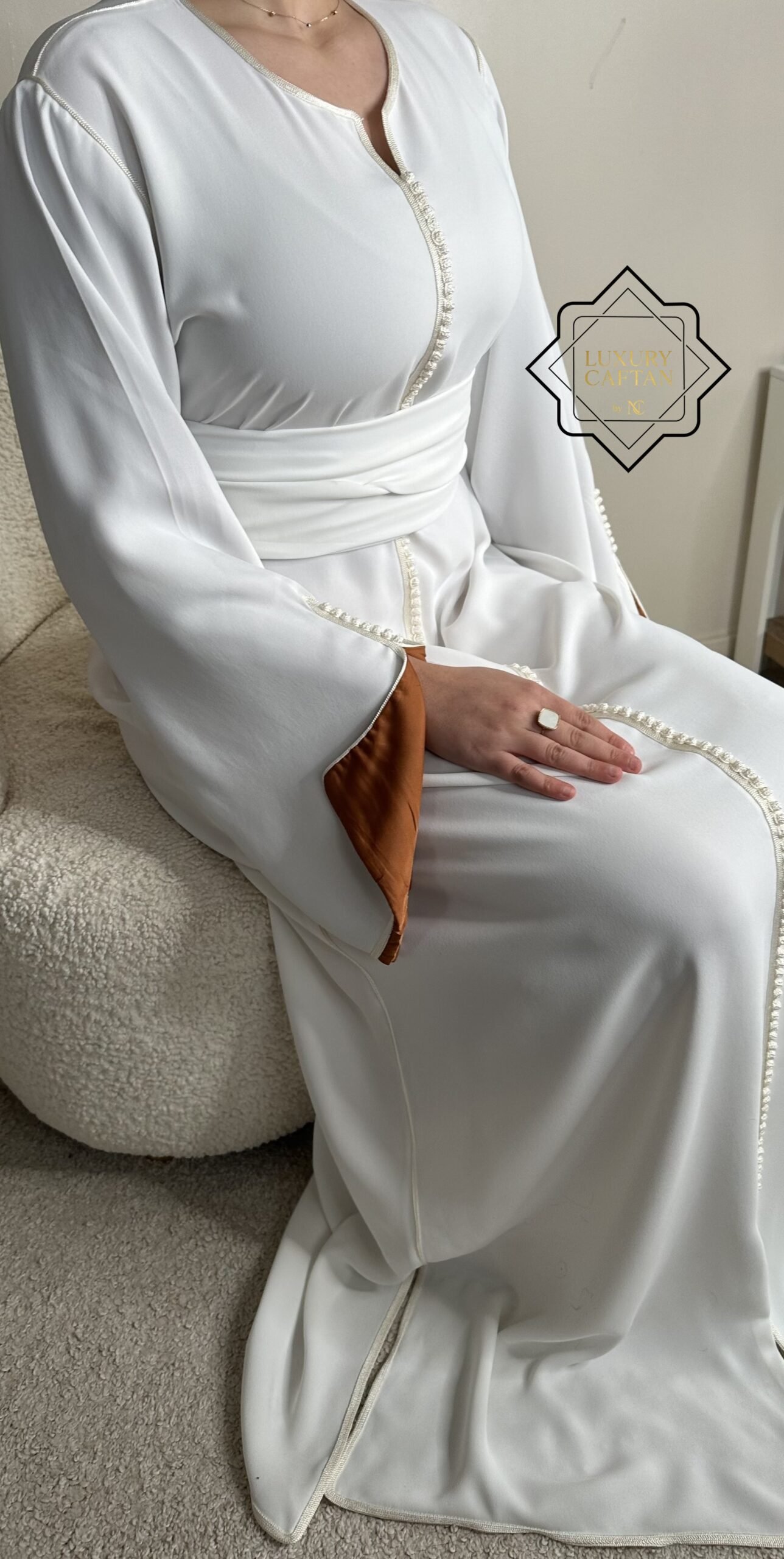 🧵🪡CAFTAN BLANC & CUIVRÉ – Image 2