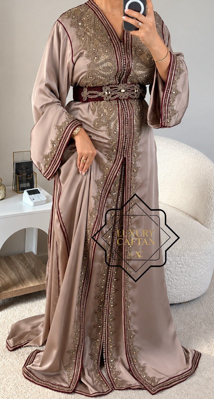 🧵🪡TAKCHITA DRAP DE SOIE MARRON